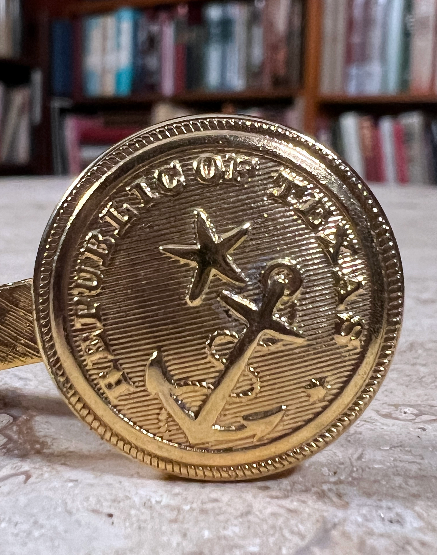 Texas Navy Button Tie Clip