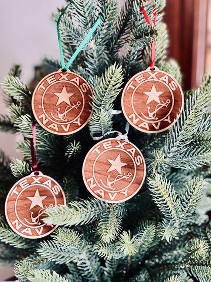 Texas Navy Wooden Christmas Ornaments (Set of 4)