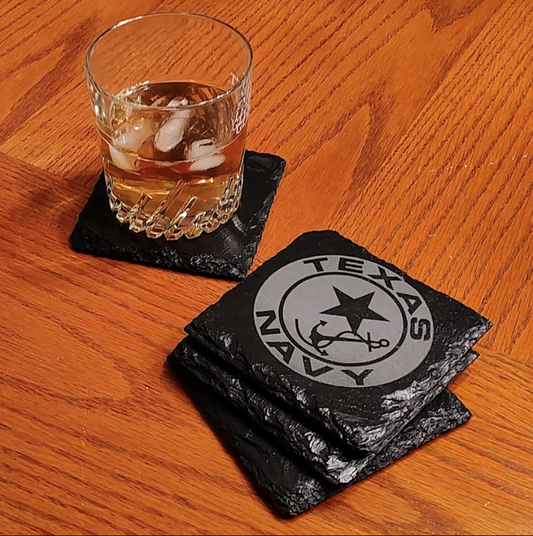 Texas Navy Hand-Chipped Slate Coasters - Set of Four