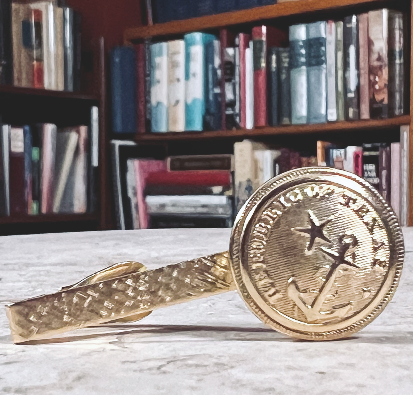 Texas Navy Button Tie Clip